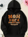Men's Hoodie Mom Of Monsters Halloween Bones And Stitched Lettering Hoodie