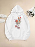 Women's Hoodie Vivid Watercolor Brush Strokes Surrounding A Wild Energetic Horse