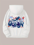 Men's Hoodie Save The Ocean With Whales And Corals Swimming Underwater