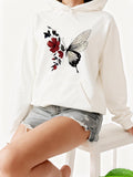 Women's Hoodie Delicate Petals With Fluttering Wings Graceful Butterfly