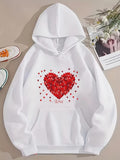 Men's Hoodie Love Petals In Shimmering Heart Surrounded By Flying Red Hearts Hoodie