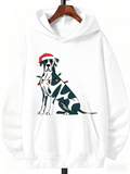 Men's Hoodie Playful Holiday Dog With Santa Hat And Festive Decorations Sitting Dog