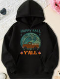 Men's Hoodie Happy Fall Under Twilight Sky With Pumpkins And Pickup Truck