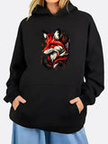 Women's Hoodie Vivid Colorful Artistic Flames And Energy Surrounding Wild Fox