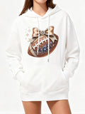 Women's Hoodie Sparkling Ribbon With Stars Surrounding Football