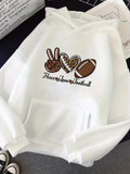 Men's Hoodie Peace Love Football With Doodle Heart And American Ball Hoodie
