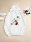 Women's Hoodie Festive Celebration With Christmas Ornaments And Whimsical Winter Gnome