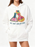 Women's Hoodie We Got Chemistry Smiling Beakers With Hearts Surrounded By Colorful Artistic Elements
