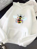 Men's Hoodie Vivid Colorful Meadow Flowers With Glistening Wings Around A Bee