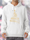 Men's Hoodie Golden Swirling Lines With Star Shining Over Festive Christmas Tree
