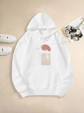 Women's Hoodie Minimalist Soft Earth Tones With Subtle Line Drawing Woman