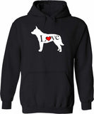 Men's Hoodie Love With Playful Heart Motif And Silhouette Of Dog