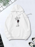 Women's Hoodie Playful Doodle Style Whiskered Cat Standing On Two Feet Cat