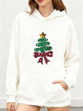 Women's Hoodie Sparkling Gold Star Ribbon Christmas Tree Hoodie