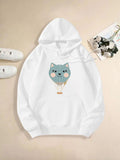 Women's Hoodie Cute Balloon Cat With Pastel Tones And Blushing Cheeks Face