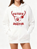 Women's Hoodie Future Dogtor Red Paw Print With Stethoscope Design Hoodie