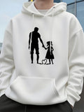 Men's Hoodie Hand In Hand With Drawn Heart Silhouette Father And Daughter