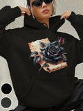 Women's Hoodie Aged Paper Scroll With Black Rose And Faded Leaves Flower