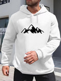 Men's Hoodie Minimal Black Mountain Silhouette With Sharp Peaks White Hoodie