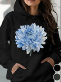 Women's Hoodie Vivid Petals With Soft Pastel Tones On Large Blooming Flower