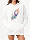 Women's Hoodie Colorful Shimmering Magic With Sparkling Rainbow Feather