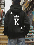 Men's Hoodie Royal Monochrome Playing Card King Symbol Surrounded By Spade Icons Hoodie