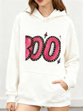 Women's Hoodie Colorful Lettering With Playful Sparkle Effects Boo