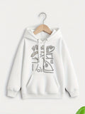 Women's Hoodie Abstract Art Lines With Playful Minimal Pattern Hoodie