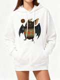 Women's Hoodie Adorable Halloween Bat Holding A Lollipop Wearing Cozy Festive Sweater