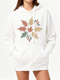 Women's Hoodie Muted Autumn Leaves Pattern With Subtle Tones And Gentle Faded Edges Leaves