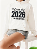 Women's Hoodie Class Of 2026 Limited Edition Bold Numbers With Decorative Lines Hoodie