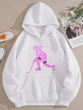 Men's Hoodie Sparkling Athletic Elegance With Pink Silhouette In Action Hockey Player