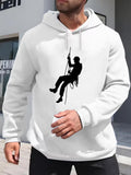 Men's Hoodie Dynamic Silhouette Under Sunlight Featuring A Climber On Rope