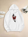 Women's Hoodie Graceful Trio Of Butterflies With Delicate Botanical Illustrations Butterfly