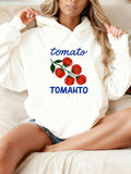 Women's Hoodie Juicy Red Cluster Vine With Handwritten Vintage Tomato