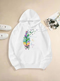 Women's Hoodie Colorful Feather Blowing Dandelion Seeds With Dreamy Words Feather
