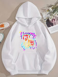 Men's Hoodie Happy Every Day Colorful Brush Strokes With Splatter Effect Lettering