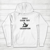 Men's Hoodie Chili Cook Off Champion Spicy Pepper With Blazing Flame Under Bold Letters Hoodie