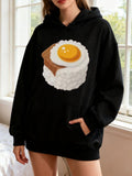 Women's Hoodie Sunny Fried Egg On White Rice And Toast Food