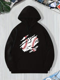 Women's Hoodie Dynamic Torn Fabric With Baseball Stitches Under Black Shadow Baseball