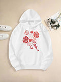Women's Hoodie Delicate Scarlet Petals Blooming Gracefully With Elegant Roses