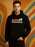 Men's Hoodie Vintage Stripe Graphic With Playful Silhouette Standing Proudly Pomsky