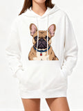 Women's Hoodie Warm Brown Portrait Of A Friendly French Bulldog Hoodie