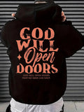 Men's Hoodie God Will Open Doors Positive Faith Message Hoodie