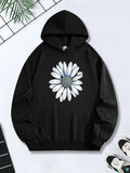 Women's Hoodie Large White Petals Soft Light On Blooming Daisy Flower