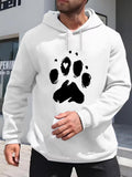 Men's Hoodie Artistic Animal Paw Print With Small Heart Among Bold Brush Strokes Paw