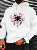 Men's Hoodie Oversized Red Web With Black Spider Hoodie