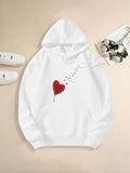 Women's Hoodie Delicate Red Blossoms Forming A Heart On Pure White Hoodie