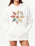 Women's Hoodie Gentle Autumn Wind With Colorful Leaves On Crisp White Leaf