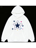 Men's Hoodie Colorful Glittering Stars With Layered Embroidery On Soft Cotton Hoodie Star